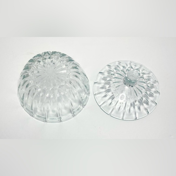 Vintage KIG Indonesia Covered Clear Press Glass Candy Bowl Starburst Design - Picture 4 of 5